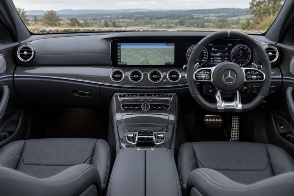 Mercedes-AMG E63 S W213 dashboard — right-hand-drive cabin example