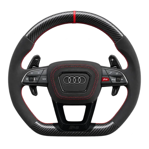 Audi RS3 8Y steering-wheel design with red detailing